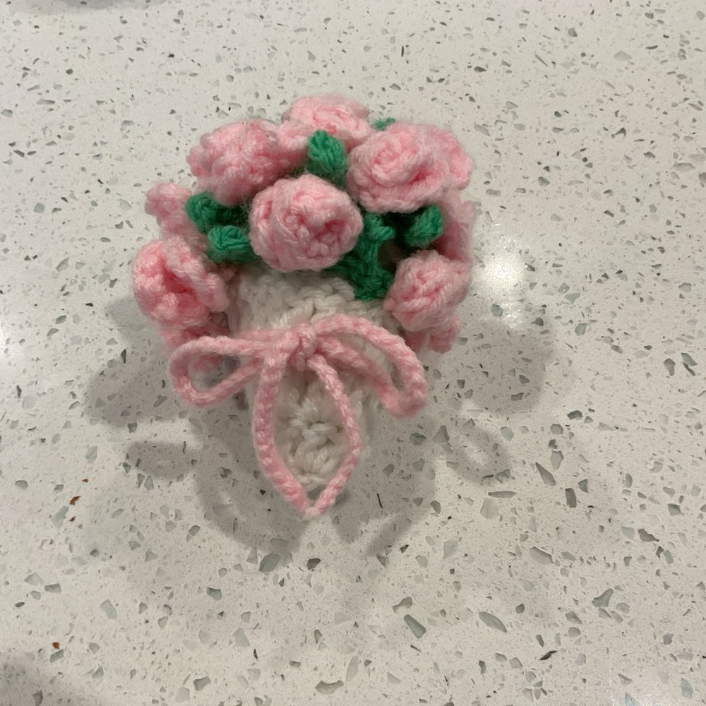 Crochet Pink Rose Bouquet